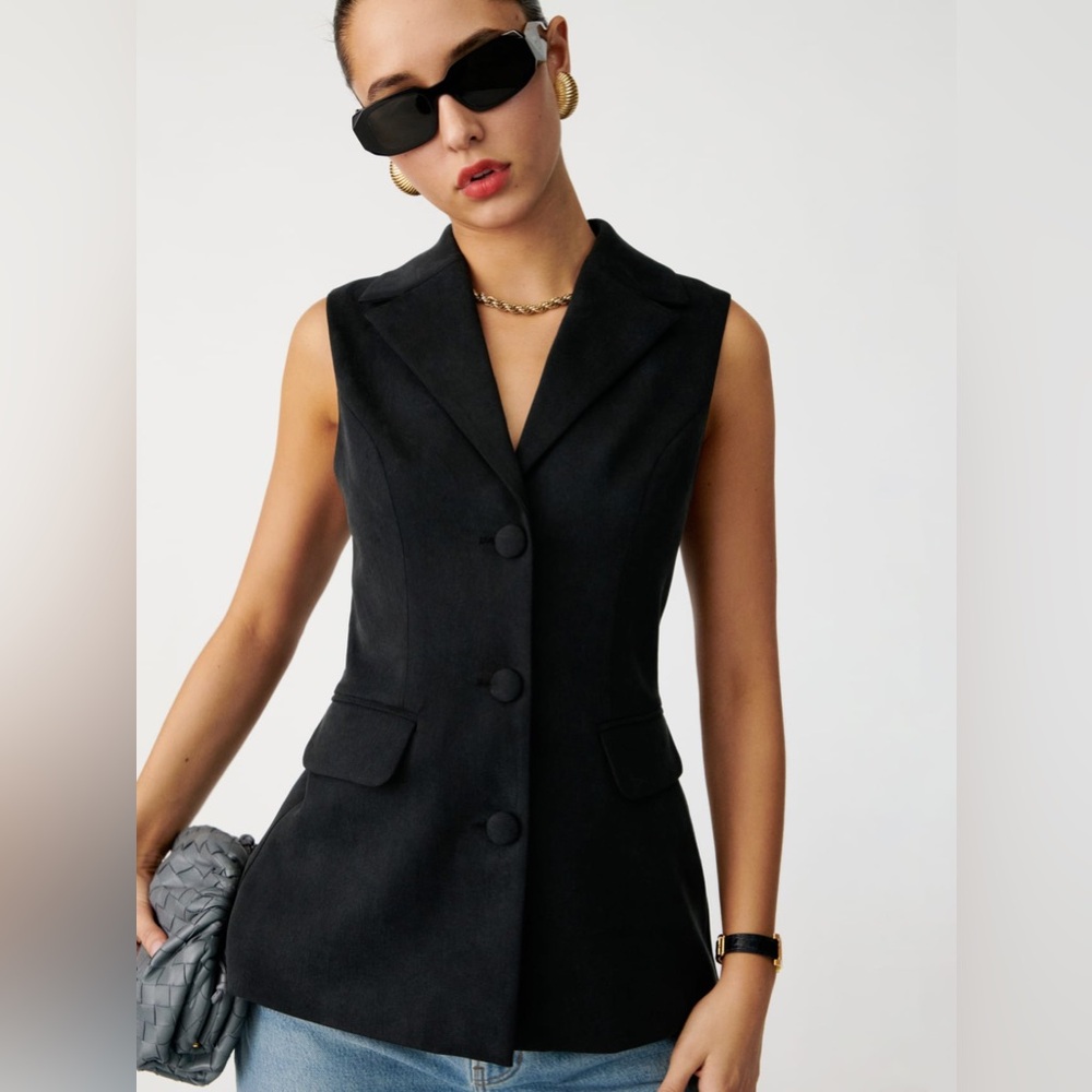 Reformation Billie Vest | Large | Black | Brand New